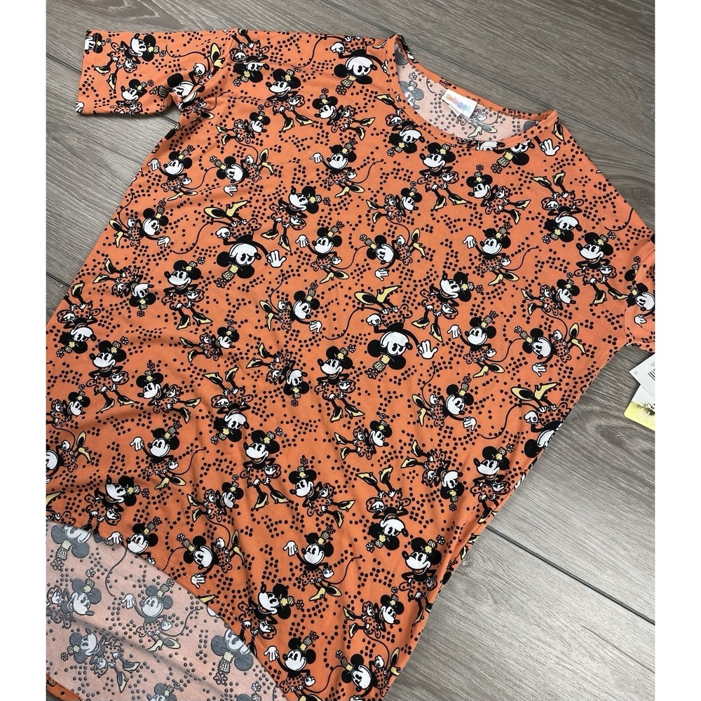 Lularoe Disney Women's Irma All Over Mickey Mouse Graphic Top Orange XXS New